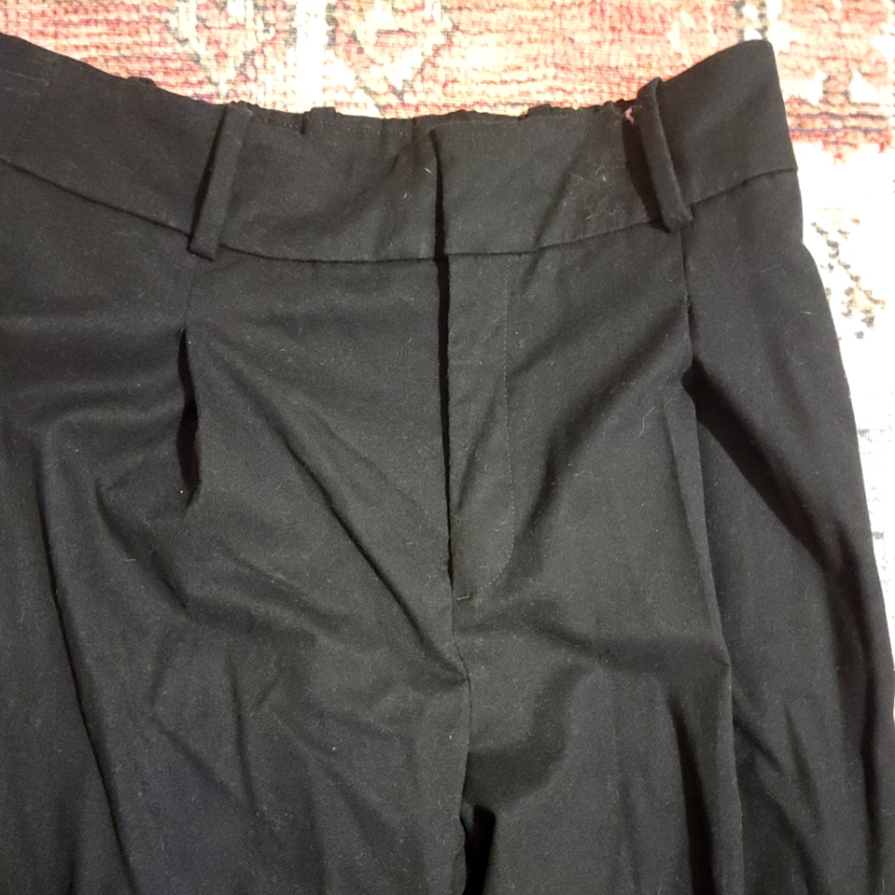 Classic Black Trousers, Wide Leg, Heavy Knit With Pleats
